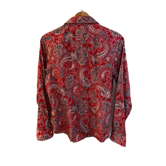 Chaps Womens Size M No Iron Red PAISLEY Button Up Shirt - Picture 6 of 6